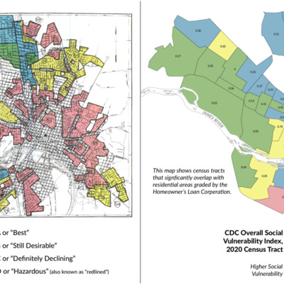 Red Lining Map (1930) and Social Vulnerabilities Index Map (2023) <br /><br />
Richmond, Virginia